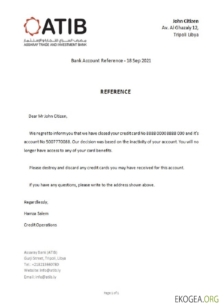 Référence Libye , Assaray Bank , closure